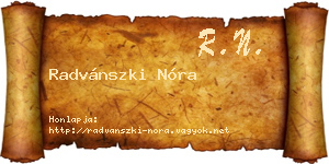 Radvánszki Nóra névjegykártya